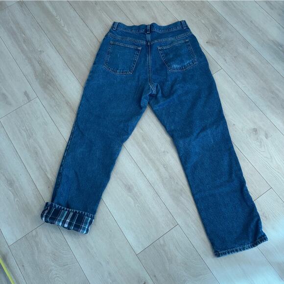 LL Bean Women’s Plaid Flannel Lined Mom Jeans Size 12 Outdoors Cabinwear Camping - Picture 4 of 9